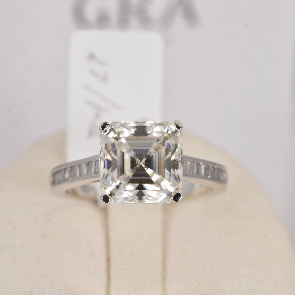 5ct Asscher Cut Moissanite Engagement Ring 925